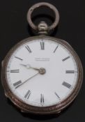 John Mason of Rotherham hallmarked silver open faced ladies pocket watch with Roman numerals,