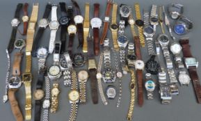 Fifty-two various ladies and gentleman's wristwatches.
