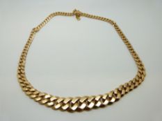 A French 18ct gold graduated curb link necklace,