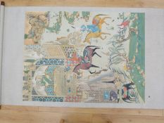 A late 19th/20thC Chinese scroll painting, probably depicting Genghis Khan,