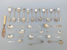 A collection of hallmarked silver spoons including a set of six Georgian examples,