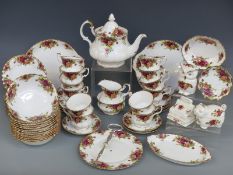A collection of Royal Albert Old Country Roses tea ware, approximately 57 pieces including teapot,