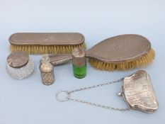 A hallmarked silver mounted smelling salt bottle,