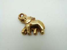 A 9ct gold pendant/charm in the form of an elephant, 4.