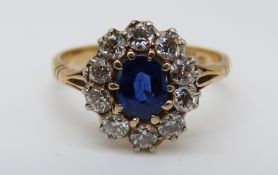 An 18ct gold ring set with a sapphire of approximately 0.