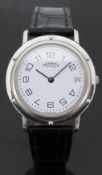 Hermes Clipper stainless steel gentleman's wristwatch with date aperture,