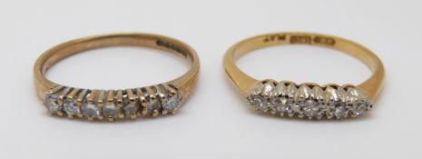 An 18ct gold ring set with diamonds and a 9ct gold ring set with diamonds, 3.