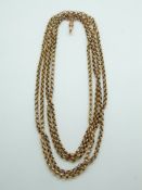 A 9ct gold Victorian guard chain, 60 inches in length, 33.