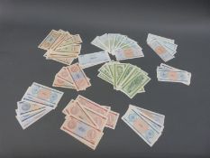 A collection of largely uncirculated Cuban Foreign Exchange certificates