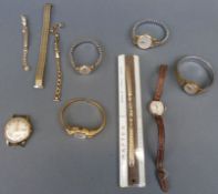 Six ladies and gentlemen's wristwatches including Avia 9ct gold,