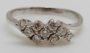 A 14ct white gold ring set with diamonds, 2.