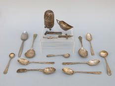 A Victorian novelty hallmarked silver scoop shaped caddy spoon, Sheffield 1889 maker Atkin Brothers,