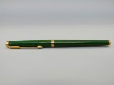Parker 180 Malaquita Verde fountain pen with green striped body