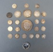 A mixed cache of silver coinage including rocking horse crown,