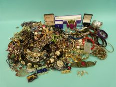 A collection of costume jewellery including bangles and beads