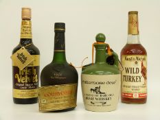 Four bottles of alcohol comprising Uisge Baugh Irish whiskey 750ml,