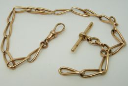 A 15ct gold Albert/ watch chain made up of elongated links, 27.