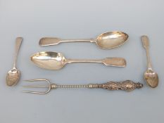 A pair of Victorian Fiddle pattern hallmarked silver table spoons,