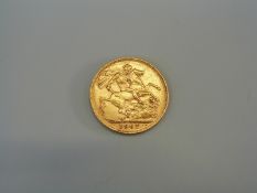A 1907 gold sovereign,