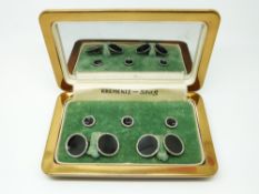 A set of Stag cufflinks and studs set with black onyx in original case