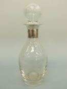 Robert Welch silver collared decanter, London 1987, height 29.