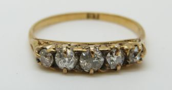 A Victorian 18ct gold ring set with five diamonds (size N)