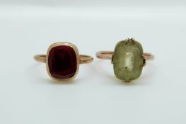 A 9ct gold ring set with paste and another 9ct gold ring, 3.