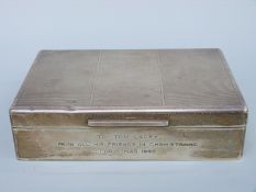 A Garrard & Co hallmarked silver cigarette box, London 1962,