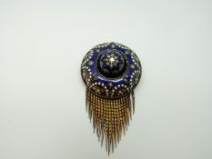 A Victorian brooch set with blue and white enamel and rose cut diamonds,
