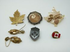 A silver Victorian mourning pendant, Victorian earrings,