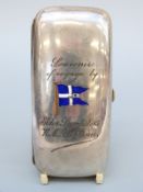 An Edward VII hallmarked silver cigar case 'Souvenir of Voyage by Elder Dempster R.M.S.