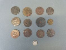 A cache of 18th century tokens etc together with a c1952 S.C.Electric and Gas Co.