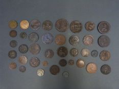 A small collection of largely Georgian period copper, some over stamped.