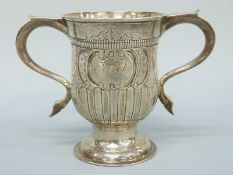 A Georgian hallmarked silver twin-handled loving cup,