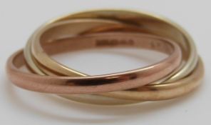 A 9ct gold Russian style wedding band, 3.