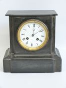 A slate mantel clock with Japy Freres two train movement,