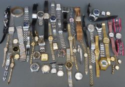 Fifty-four various ladies and gentleman's wristwatches.