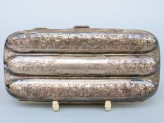 A George V hallmarked silver cigar case, Birmingham 1910, maker Smith & Bartlam, length 13cm,