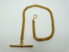 A 19thC 18ct gold fob chain made up of rectangular textured links, 19.