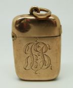 A 9ct gold vesta case, 11.