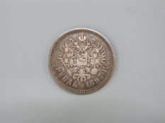 A one Ruble silver coin Nicholas III,