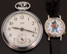 Smiths Empire keyless winding open faced gentleman's pocket watch together with a Disney Mickey