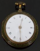 Francis Linderby of London pair cased gilt metal pocket watch with Roman numerals, Arabic 15, 30,