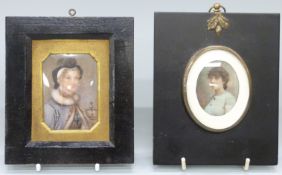 Two late 19th/ early 20thC portrait miniatures on ivory,