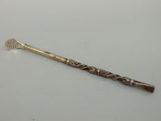 A possibly French white metal Bombilla straw, marks rubbed,