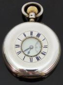 Smith & Son of London hallmarked silver keyless winding half hunter pocket watch with with movement