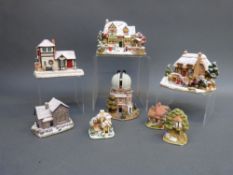 A collection of various sized Lilliput Lane cottages to include Sleigh Bells, Borrowdale School,