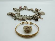 A silver charm bracelet,