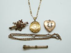 Three Victorian gold plated items,