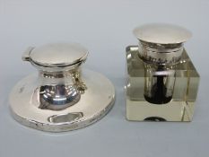 A George V hallmarked silver capstan inkwell, Chester 1923,